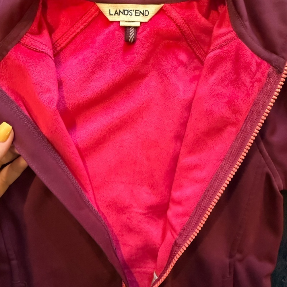 Kids Zip-Up Jacket - burgundy with pink interior - Picture 3 of 6